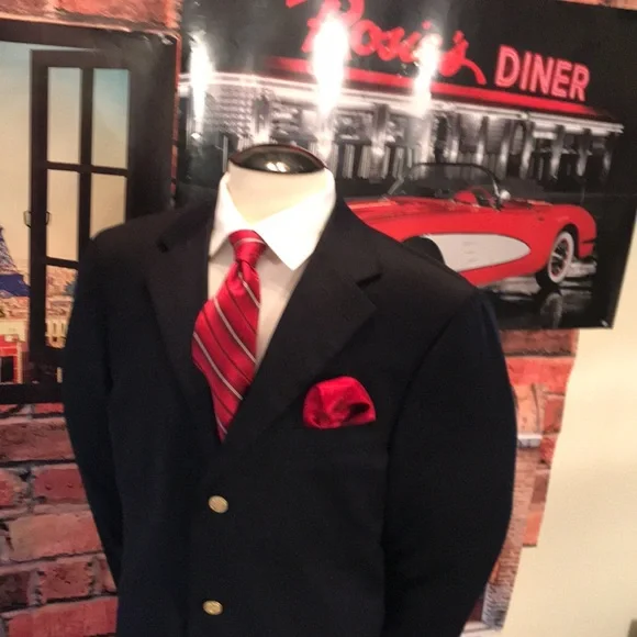 T Harris 3 Buttons Blue Blazer